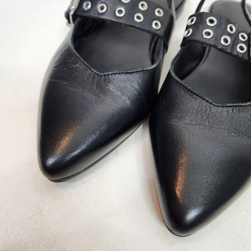 ANTONIO DE FARIA Carina Slingback Shoes Womens 8 39 EU Black Pointed Flats - Picture 4 of 10